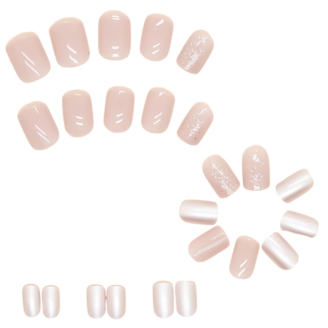 BDEPSTR 24 piezas Rosa Uñas Postizas de Cortas Largas de Francesa, Francesas Uñas Falsas Artificiales con Diseño, Acrílico Cubierta Completa Press on Nails para Mujeres y Niñas Decoración Manicura