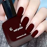 ASMAYSA Burgundy Matte Nail Polish - Deep Red Wine Top Coat, Long Lasting Gift, 12 ML