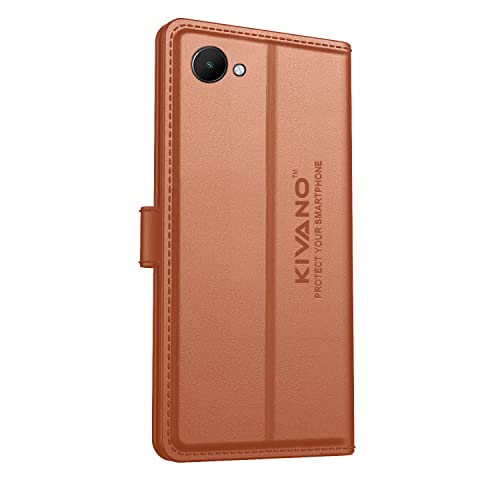 Image of KIVANO Realme C30s Professional Series Wallet Case | Luxurious Design | Premium | PU Leather Flip Case Back Cover - Coffee