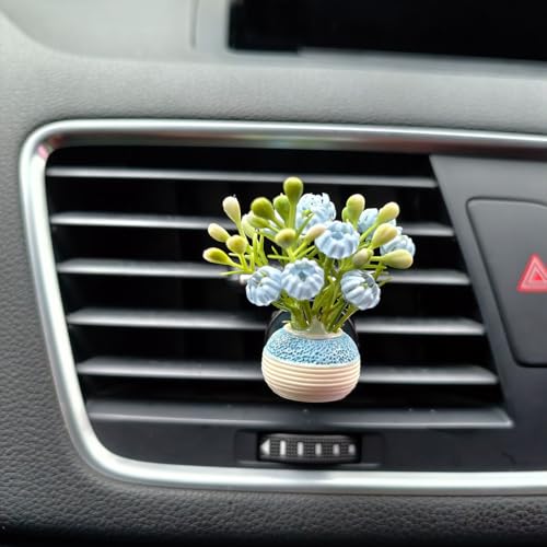 Image of Set of 4 Cute Flower Bouquet Car Air Freshener Vent Clips, Mini Artificial Flowers for Car Air Vent Decoration, Auto Interior Dashboard Ornament Accessories (Jasmine)