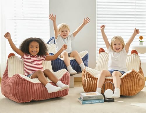 Image of Kisoy Bean Bag Chair, Bean Bag Sofa with Memory Foam Filler for Boys and Girls Soft Faux Fur Fabric Floor Chair for Gaming, Reading Relaxing,Blue