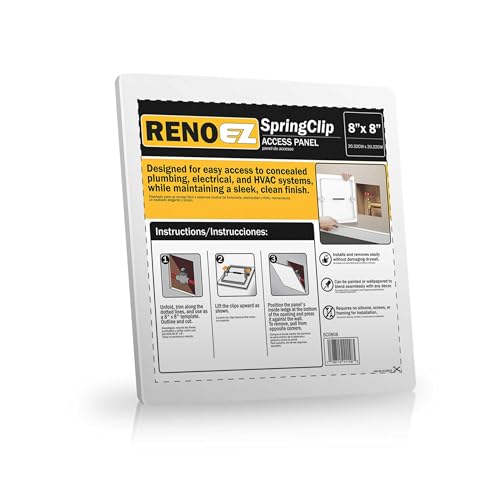 RenoEZ Access Panel For Drywall - 8x8 inch - No Tools Required - Wall Hole Cover - Access Doors For Drywall - Spring Loaded for Wiring | HVAC | Plumbing - Textured White (1)