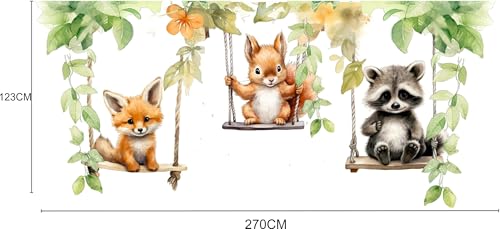 Image of Jungle Theme Wall Sticker for Kids Room Decor - Fun Animal Growth Chart with Giraffe, Elephant, Tiger, Panda, and More - Peel & Stick Removable Nursery Wall Decal (C, Extra Large)