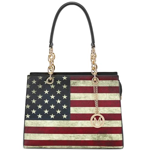 American Flag USA Stars and Stripes Patriotic Purses and Handbags for Women Leather Crossbody Bags Women's Tote Shoulder Bag