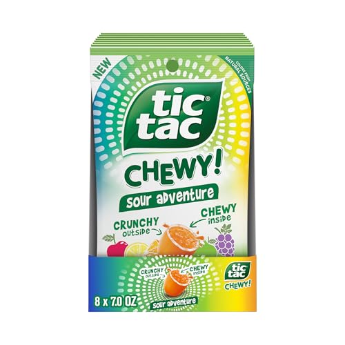 TIC TAC CHEWY! Sour Adventure, Sour Candy, Bulk 8 Pack, Fruity Chewy Candy, 7 oz Each (Packaging May Vary)