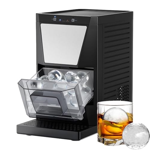 Máquina fabricadora de hielo NYANS, para esferas de hielo transparentes de 2 pulgadas, produce 2 esferas en 60 minutos (40 piezas/día), modelo d8xn-996809, para whiskey, bourbon, brandy y ron miniatura 1