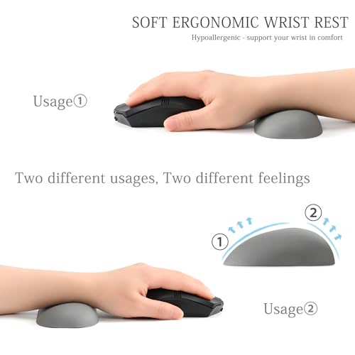Image of UnivoColors Design-Wave Wrist Rest, Artificial Sheepskin+Memory Foam+Ergonomic+Anti-Slip Gel, Resilience Support During Work and Gaming,Mouse Accessory,Grey
