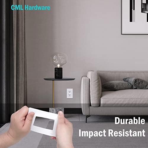 Cml Decorator Screwless Wall Plate, 1-Gang Switch Outlet Cover, 8 Pack Hidden Screw Smooth Face Switch Plates, Standard Size 2.91”X4.68”, Impact Resistant, White #TOP2