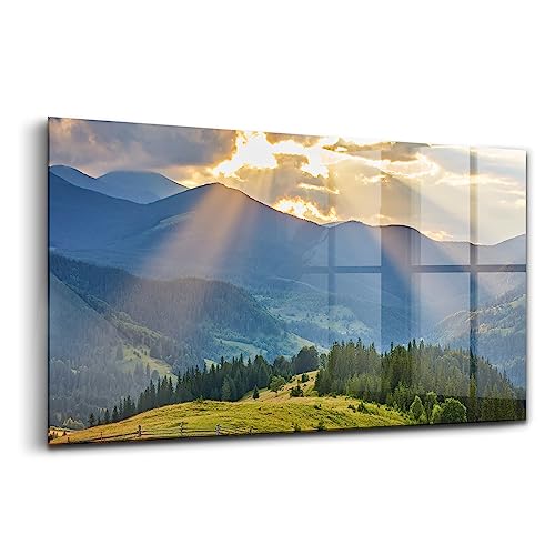 Peinture sur verre montagne et forêt 100x50 cm Wallfluent pour décoration moderne