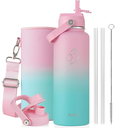 Image of BUZIO Triple Wall Vacuum Water Bottle with Dust-Proof Straw & Spout Lids