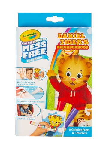 Crayola Color Wonder, el vecindario de Daniel Tiger, 8 páginas para colorear y marcadores sin desorden para actividades en interiores en casa, regalo para niños de 3, 4, 5, 6 años
