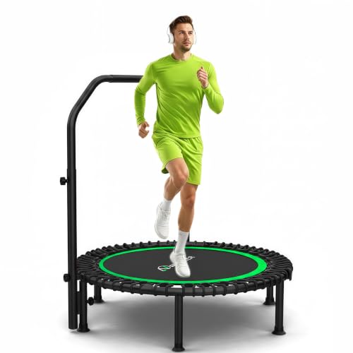 ANCHEER Rebounder Trampoline 40/48 Bungee Rebounder with 4-Level Adjustable Handle Max 400-450 LBS Heavy-Duty Fitness Trampoline Waterproof UV-Resistant Indoor Outdoor Exercise Trampoline