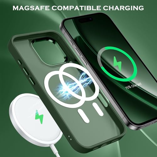 Image of YINLAI for iPhone 16 Pro Max Case 6.9-inch,Magnetic Compatible with MagSafe, Slim Matte Anti-Fingerprint, Shockproof Full Body Military Grade Protection for iPhone 16 Pro Max Cover, Green