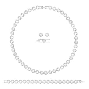 Swarovski Parure Angelic, Coupe Ronde, Cristaux, Métal Rhodié, Blanc