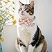 JarThenaAMCS 3 Pcs Daisy Flower Cat Collar with Breakaway Bell Bow Tie Pink Blue Black Floral Adjustable Kitten Collars for Spring Summer Girl Boy Cats Small Pet Party
