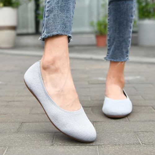 poemlady Women’s Ballet Flat Shoes Dress Knit Round Toe Slip On Ballerina Walking Flats Shoes for Woman Casual Comfort Soft3