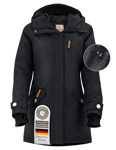 Berydale Damen Funktionsparka Jacke, Schwarz - Gefütterter Winter Parka, M EU