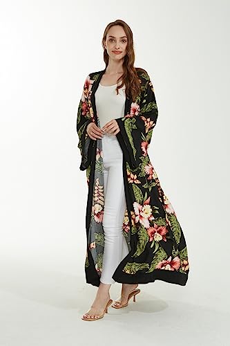 Image of Family Matching Hawaiian Clothes, Black Rafelsia | Lightweight 100% rayon • Family matching outfits • Beach vacations • Luaus • Cruises • Family photos