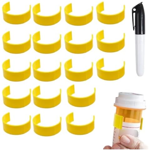 Clips for Pill Bottles, Medicine Bottle Label for Organizing Medicine Bottles, Easy Medication Identification, Pack with Marker, Bottle with Labels, for Daily Use Or Travel Cover