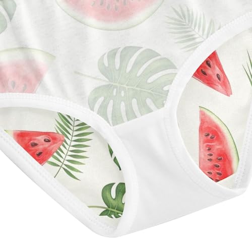 Kids Underwear Girls, Red Watermelon Tropical Leaves Toddler Panties, Girls' Cotton Brief Underwear, 2T–8 Years4