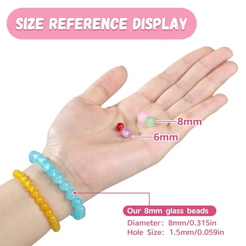 Image of Funtopia 8mm Glass Beads for Bracelets, Crystal Beads for Jewelry Making | 1061pcs Bracelet Making Kit, 36 Colors Round Glass Bead for DIY Earrings Necklace Crafts with Spacer Bead and Charms