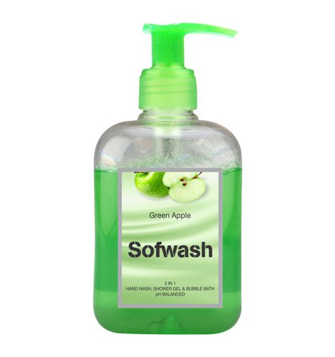 Sofwash 3 In 1 Hand Wash, Shower Gel & Bubble Bath - Green Apple-250ml