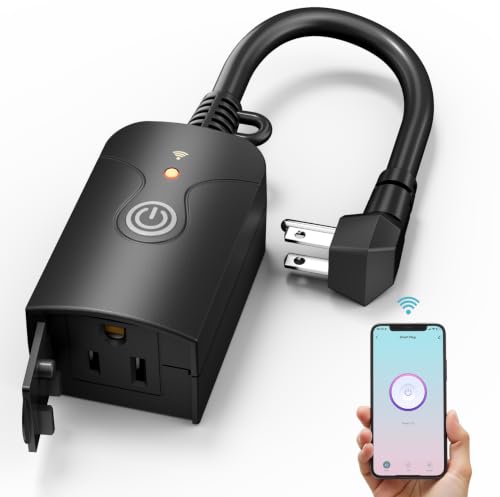 Outdoor Smart WiFi Plug Outlet, HBN Heavy Duty Wi-Fi Timer with One Grounded Outlet, Wireless Remote...