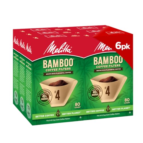 Melitta #4 Cone Coffee Filters, Bamboo, 80 Count (Pack of
