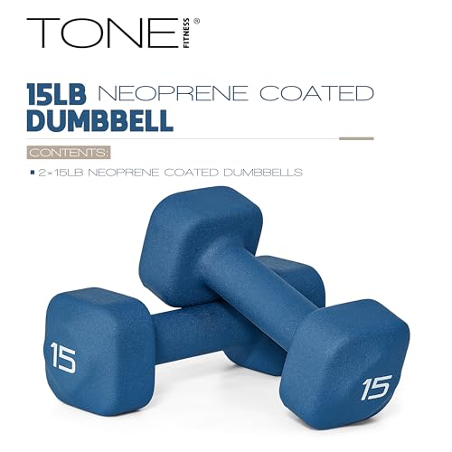 Tone Fitness Neoprene Dumbbell Weight Pairs with Anti-Roll Square Head | Multiple Options