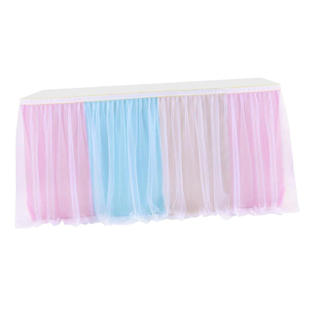 SILNOVO® Rainbow Tutu Ruffled Table Skirt Wedding Banquet Home Party Decor 1.83x0.77m