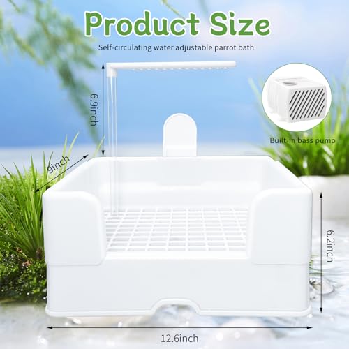 Image of Parakeet Bath, Parrot Bird Bathtub for Cage,Parrot Automatic Bathtub with Shower,for Parakeet /Psittacus Erithacus /Lovebirds /Budgies, white