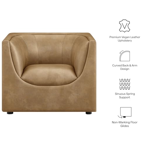 Sillón Curvo Moderno Piel Vegana Beige miniatura 4