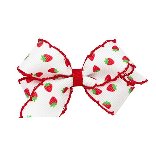 Wee Ones Little Girls' Fruity Printed Hair Bow on a WeeStay No Slip Clip, Strawberry