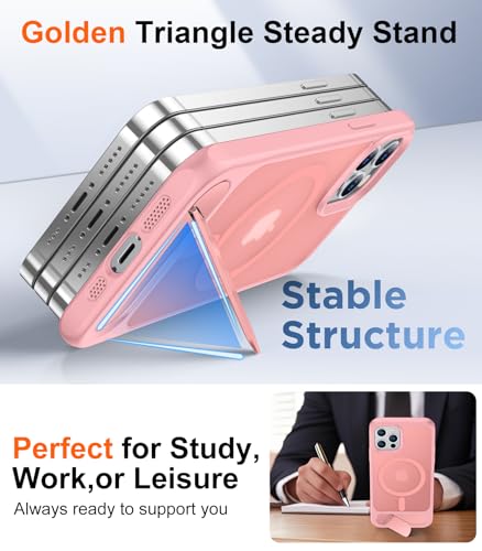 Image of Magnetic Compatible with iPhone 12 Case & iPhone 12 Pro Case, [Built-in Invisible Kickstand][Compatible with MagSafe][Military Grade Shockproof] Slim Translucent Matte Phone Case 6.1 inch