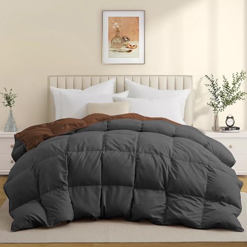 Image of Duel Tone Luxury Comfort 500 GSM Winter Comforter King Size 90 inchX106 inch - Heavy Winter Blanket 500 GSM Microfiber Fill - Duvet /Blanket King Size - Chocolate Brown /Dark Gray Color