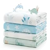 Momcozy Muslin Swaddle Blankets, Ultra Soft Neutral Registry Essentials, Marine Sea Sprite Magic, Breathable Large 47'' x 47'' Newborn Boys Girls Receiving Blanket