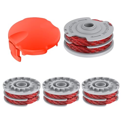 CHIHOLEN 4 bobines de fil compatibles avec Flymo FLY021/513937190,Convient pour Flymo Contour/Mini Trim/Multi Trim/Power Trim,Ø1,5mm-11m,avec couvercle de bobine...