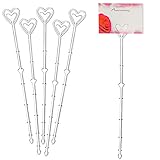 Floral Picks - 150-Pack Heart-Shaped Plastic Flower Arrangement Picks, Card Cardette Holders, Perfect for Valentines Day and Anniversaries, Transparent, 13.4 inches