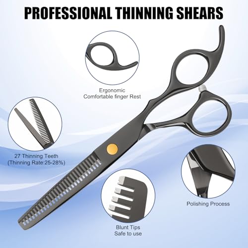 WFOEJEJ Professional Hair Cutting Scissors Shears Kit - Stainless Steel Hairdressing Scissors for Barber, Salon, and Home Use
