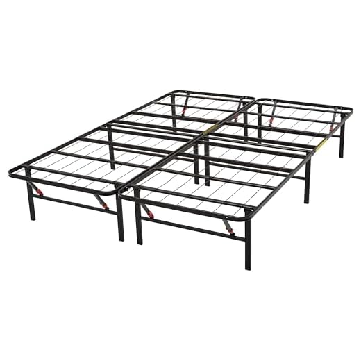 Amazon Basics Cadre de lit pliable - Montage sans outil - Rangement sous le lit, Lit simple, 135 x 190 cm, 35.5H cm, Noir