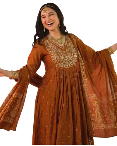 Kurta Anarkali brodé kurti ethnique pour femme combinaison de fête en rayonne viscose douce