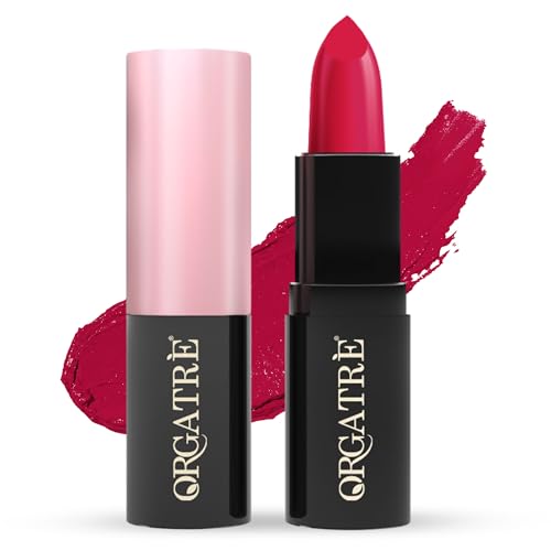 Image of Orgatre MoodBliss Creamy Matte Long Lasting Bullet Lipstick for Women | Intense Colour, Keeps Lips Moisturised | Non-Drying | Highly Pigmented Non-Transfer Formula | Enriched with Almond Oil (Ballet Blush, 3.2 gm)