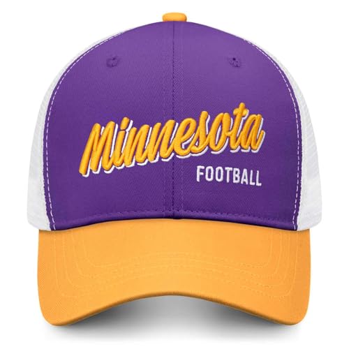 Football Team Mesh Baseball Cap, Embroidered Sports Fan Baseball Caps for Men Women, Football Hat Gifts Merch Gear Suff Purple Yellow