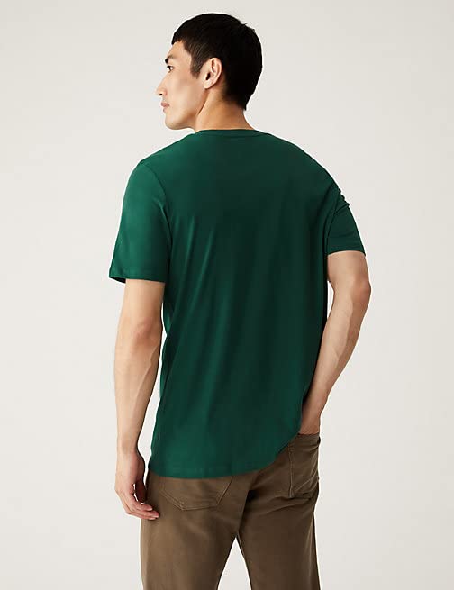 Image of Marks & Spencer Mens Solid Cotton Crew Neck Regular Fit T Shirt