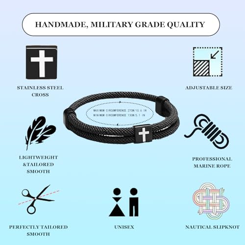 4Pcs WWJD Bracelets, Cross Bracelet for Men, Adjustable Braided Christian Bracelet for Men. Fashion Jesus Bracelets. Christian Gifts for men3