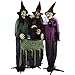 Haunted Hill Farm Life-Size Scary Talking 3 Witches with Cauldron Halloween Animatronic, Indoor or Covered Outdoor Poseable Halloween Decorations with Light up Eyes and Sound, Battery Operated