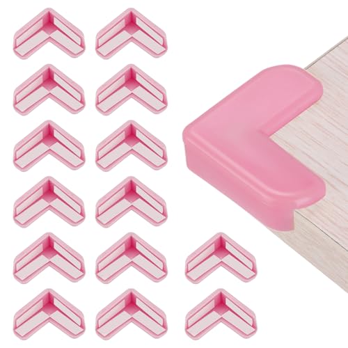 Image of uxcell Corner Protectors, 16 Pcs Table Corner Protectors, Furniture Corner Guard and Edges Safety Bumpers for Table Edges and Sharp Corners (L-Shaped, Pink)