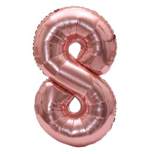 Image of YPSelected 32 Inch Large Foil Helium Number Balloon Birthday Wedding Party 0-9 (Rose Gold, 8)