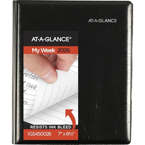 AT-A-GLANCE 2026 Planner, Weekly & Monthly, 7" x 8.75", Medium, Refillable, Executive, DayMinder, Black (G5450026)