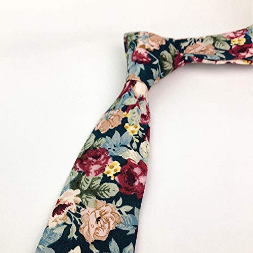 Image of Mantieqingway Men's Cotton Floral Neck Tie 2.56'' Printed Skinny Tie